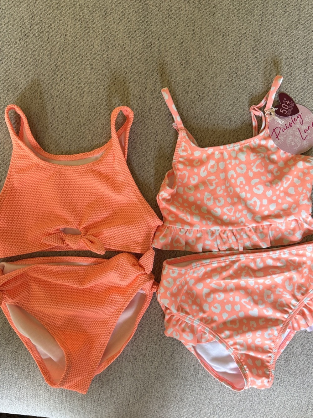 Two Coral Girls' Bikini Sets
